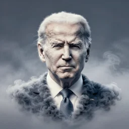 a cloud of smoke shaped like an angry joe biden