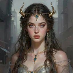 a portrait of jenna dewan as a sorceress, upper half portrait, urban motifs, intricate, elegant, highly detailed, digital painting, trending on artstation, concept art, smooth sharp focus, illustration, art by artgerm and greg rutkowski