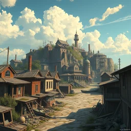 a beautiful photorealistic anime illustration of abandoned urbex fishing village city architecture by vija celmins, otherworldly cgsociety, archdaily, wallpaper, highly detailed, trending on artstation.