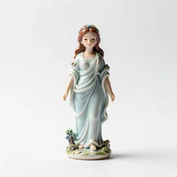miniature porcelain doll, stylized 3d render, isolated on a pure white background, centered, entire object in frame, sharp focus, soft studio lighting