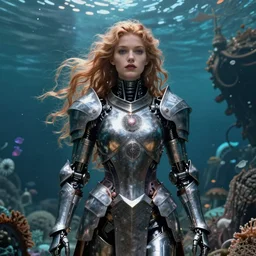 detailed ultrarealistic photography front medium shot of deepsea templar knight girl, fantasy, waterworld, postapocalyptic, cyberpunk cyborg, leyendecker, norman rockwell, greg rutkowski, artstation cinematic, vray game of thrones, lord of the rings, starwars