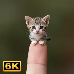 photo of the smallest cat in the world on the tip of a finger, award winning photograph, 8 k, high detail