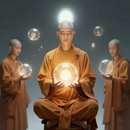 [ shaolin monks. orbs of light hover over their open palms ]. fantasy art, digital painting, golden hour, 8 k, highly detailed. realistic award, disney concept art, watercolor splash, epic mythology, illustration by style of makoto shinkai takashi takeuchi yoshiyuki sadamoto, greg rutkowski chiho aoshima
