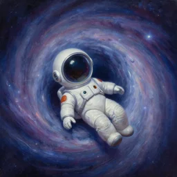 cool bismuth spaceman hanging out, scifi astral spirit space journey in oil painting, pulled into the spiral vortex, trending on artstation, award winning, emotional, highly detailed ethereal surrealist art