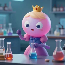 princess bubblegum doing chemistry in a lab, matte art by ross tran