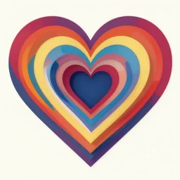 Layered colorful hearts in guernica style