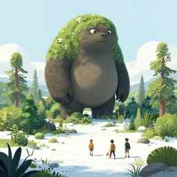a giant creature in a lush tundra vegetation, snow snow : : by michal karcz, daniel merriam, victo ngai and guillermo del toro : : ornate, dynamic, particulate, intricate, elegant, highly detailed, centered, artstation, smooth, sharp focus, octane render, 3 d