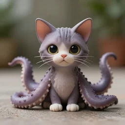 tentacles cat, front view, ultra realistic, canon, 3 5 mm, bokeh, coherent