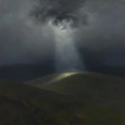 oil painting, go over the hills to find the light, in dark, dreamy smoke, by eytan zana, piotr jabłonski, greg rutkowski