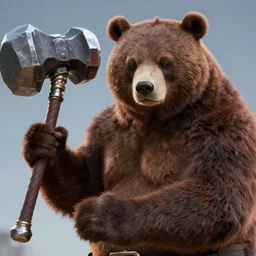 bear warrior with a war hammer, artgerm, highly detailed, 8 k, hdr, close up, smooth, sharp focus, high resolution, award - winning photo
