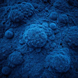 blue foresty floor, mossy, hyper detailed fractal, high contrast, bumpy, blue, by david normal