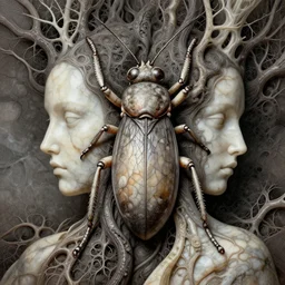 insect, blood vesels, dystopian surrealism, art style zdzisław beksinski, symmetry accurate features, very intricate details, high resolution, symmetrical long head, smooth marble surfaces, detailed ink illustration, cinematic smooth stone, deep aesthetic, concept art, carved marble texture silk cloth, latex skin, highly ornate