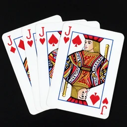 four jacks playing cards, painted in the style of franz sedlacek