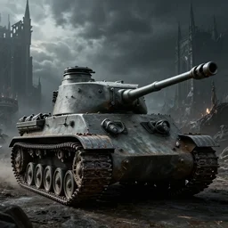 Panzer VIII Maus (1944), Dark Souls 3, a grim fantasy, Anor Londo, dramatic lighting, cinematic, establishing shot, extremely high detail, photorealistic, cinematic lighting, artstation, by simon stalenhag