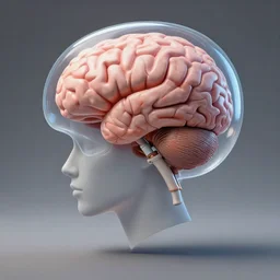 surrealist computer brain bubblehead