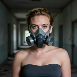 scarlett johansson wearing futuristic breathing half face mask, searching an derelict dark hallway of a abandoned spaceship with a flashlight, black and white, pencil and ink manga panels showing different angles of scene