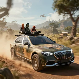 a militarised car designed by maybach driving through madagascar, artgerm and wolp, an epic fantasy, volumetric light, detailed, an epic fantasy, trending on art station, octane render, shadow of the tomb rider