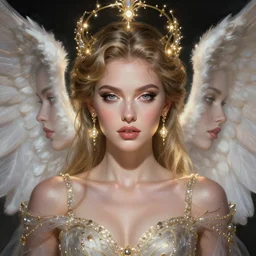symmetry portrait of jodi arias angel, glam, deco, glowing lights, intricate, elegant, highly detailed, digital painting, artstation, concept art, smooth, sharp focus, illustration, art by artgerm and greg rutkowski and fra angelico and unreal engine 5