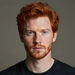 a portrait of a redhead man, by david palumbo