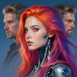 beautiful face of goddess with a vibrant hair by asher brown durand, center, profile picture, portrait by pantokrator, cybernetic cyborg by beksinski, transcending into divine by albert bierstadt, detailed artwork, 4 k hd, trending on artstation. deviantart