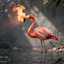 flamingo breathing fire