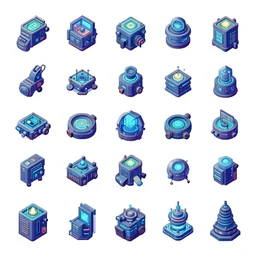 isometric assets for a 2 d cyberpunk top - down game