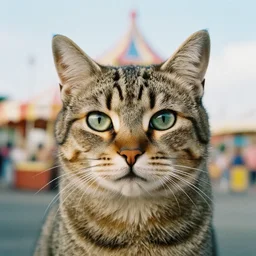 a cat portrait, multiple exposure with carnival, florian imgrud, analog camera
