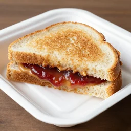 peanut butter jelly sandwich on styrofoam plate,