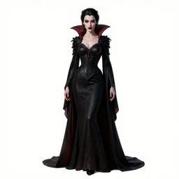 mysterious vampire queen, high detail digital art, full body, standing, isolated on a pure white background, centered, whole figure in frame, sharp focus, studio lighting
