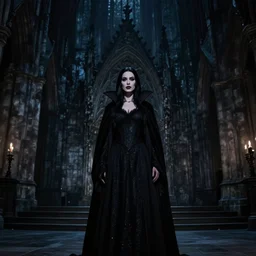 mary elizabeth winstead as a vampire in a gothic cathedral at night, gloomy, gothic photography.