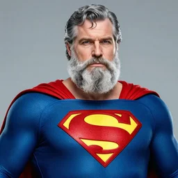 fat old grey - haired an long bearded superman, movie poster