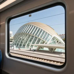 Valencia (Spain) from the window of a train.