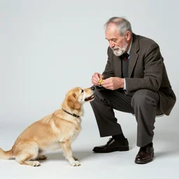men eating dog, old photo