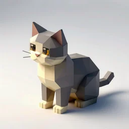 low polygon render of a cat on a white background, isometric 3d, ultra HD, octane render