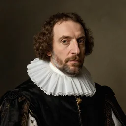 hyper realistic portrait of emmanuel valls, wearing a collerette, renaissance style
