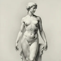 pencil drawing sketch, realistic photography, cinematic body statue of beautiful perfect androgynous body, minimalism, female photography, mechanical superstructure inside, sacred geometry, 8 k, cinematic light, sculpture of carving marble, classical painting, art by troentemuller, wonderful masterpiece by peter mohrbacher and solvanas solvi, chinese surrealism
