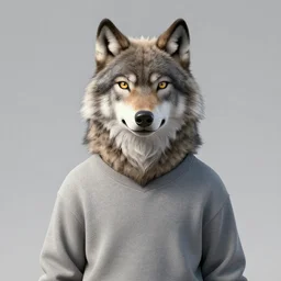 portrait of a wolf dressed in a sweatshirt, artstation, animatronic,8K,