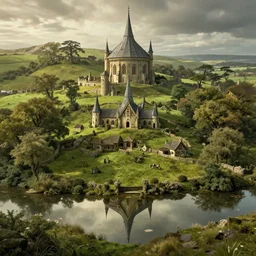 symmetry!! lord of the rings the shire scenery landscape, highly detailed, perfect lighting, perfect composition, 4 k, artgerm, derek zabrocki, greg rutkowski