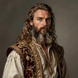 chris pratt as traditional corsican, long beard, long hair, intricate, elegant, highly detailed, digital painting, artstation, concept art, sharp focus, illustration, orientalism, aleksi briclot, rutkowski, bouguereau, mucha