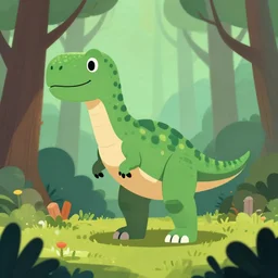 an illustration of a dinosaur k 0. 0 6 1 in the woods, trending on artstation, central composition, very cartoon, shape focus, high detailed, by anton fadeev