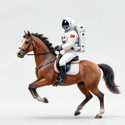 a horse riding on back of an astronaut
