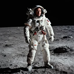 full body pose, hyperrealistic photograph of nicholas cage on the lunar surface, dim volumetric lighting, 8 k, octane beautifully detailed render, extremely hyper detailed, intricate, epic composition, cinematic lighting, masterpiece, trending on artstation, very very detailed, stunning, hdr, smooth, sharp focus, high resolution, award, winning photo, dslr, 5 0 mm