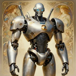 Badass robot named MrPoBot, masterpiece, elegant, intricate, highly detailed, digital painting, artstation, concept art, sharp focus, illustration, art by artgerm and greg rutkowski and alphonse mucha, epic