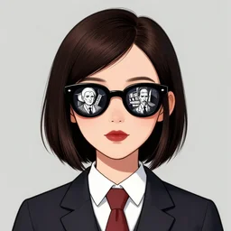 librarianpunk girl portrait digital sunglasses, illustrated by edward gorey, escher, aschenbach, mikko