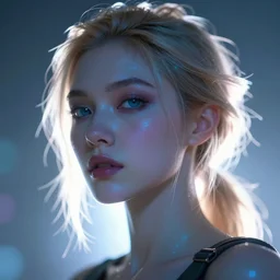 mcro head shot of female, backlighting synthwave style fantasy art by greg rutkowski