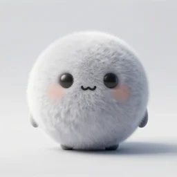 a creature in the shape of a ball, light grey background