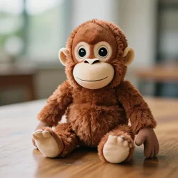 soft focus. photo of a stuffed monkey on a table