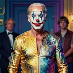 portrait of glamor roman god | joe biden | straightjacket | ( ( ( ( clown ) ) ) ) | asylum background | highly detailed | very intricate | professional model | cinematic lighting | painted by donato giancola and mandy jurgens and charlie bowater | bold colors, artdeco, art deco synthwave anime aesthestic, 8 0 s nostalgia | artstation