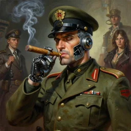 painting of doctor ivo robotnik smoking a cuban cigar, epic, tragic, military art, fantasy, dieselpunk, hd shot, digital portrait, beautiful, artstation, comic style, by artgerm, guy denning, jakub rozalski, magali villeneuve and charlie bowater