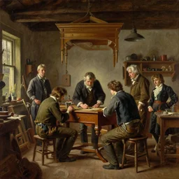 highly detailed oil painting | very intricate | cinematic lighting | award - winning | craftsman | building a piece of furniture in their workshop | by charlie bowater, by greg rutkowski, by j. c. leyendecker and edmund blair leighton, beautiful cinematic light, american romanticism, by anders zorn, by greg manchess, by jessica rossier, artstation, cgsociety, official art, octane